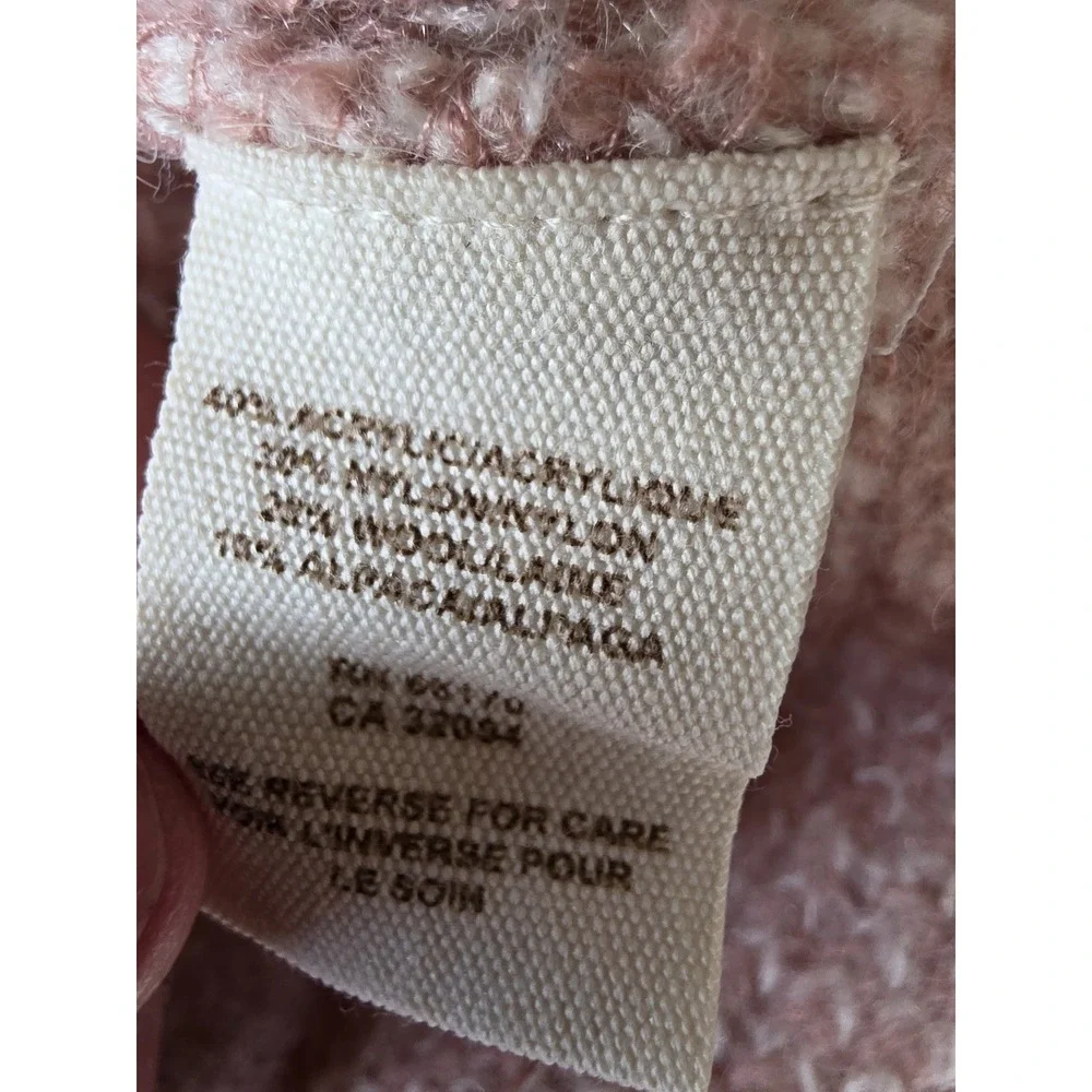 Free People Sweater Size S Pink Cream Floral Scoop Neck 3/4 Sleeve Pullover